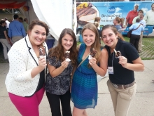 Stephanie and Emily, the other interns, myself, and my older sister, Sterling, with our "Bacon Wonderbars" at this year's World Pork Expo held at the Iowa State Fairgrounds.