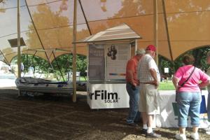 Educational displays under the solar powered tent
