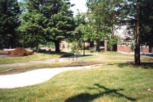 Sidewalks  were built and trees were planted in the park area