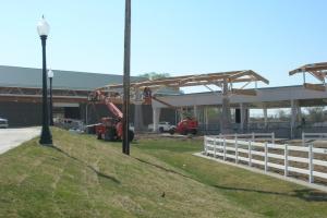Building the covered walkway in April 2009