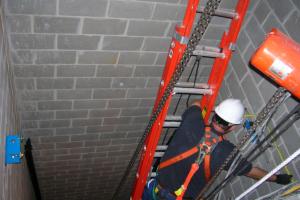 Working in the elevator shaft - March 2007