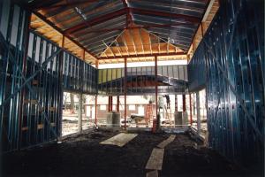 Inside the building during construction