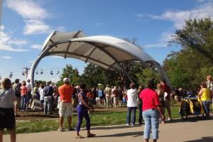 Fairgoers enjoyed the entertainment under the new covered stage