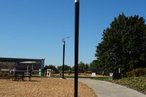 LED lamp posts were added around the paths and seating area